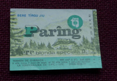Eticheta de bere / Bere Paring ( Parang ) - perioada comunista RSR ! foto