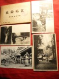 Carnet cu 7 Ilustrate Japoneze ,stampila comemorativa - interbelice