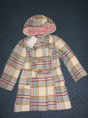 Nou! Palton stofa groasa in carouri , marca George, fetite 4-5 ani/ 104-110 cm foto