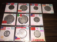 Colectie 10 monede ARGINT SUA China Polonia Cuba Mexic Cehoslovacia Iugosl foto