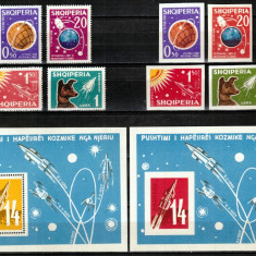 Albania 1962, cosmos, racheta, Laika, dant + ned, MNH, superbe, cota 198 €!