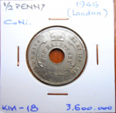 AFRICA DE VEST BRITANICA 1/2 PENNY 1946 KM 18 foto