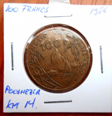 POLYNEZIA FRANCEZA 100 FRANCS 1986 KM 14 foto