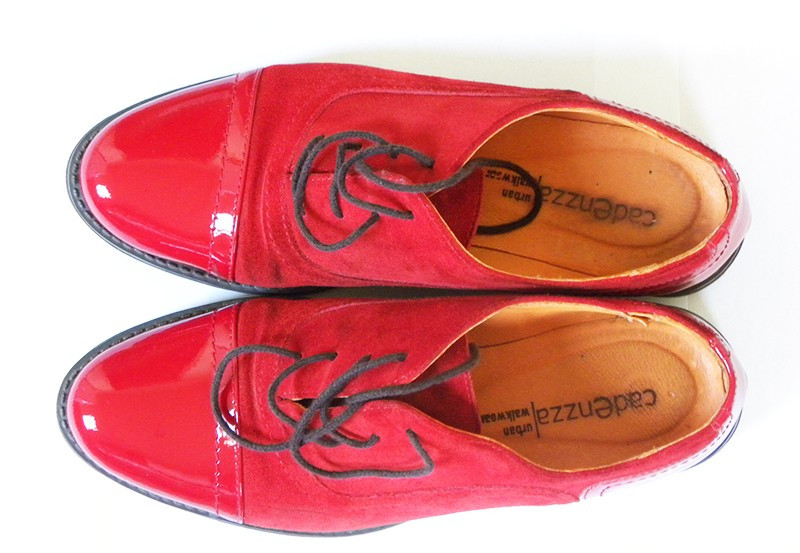 Pantofi Dama Cadenzza velur + lac, rosu - marime 37 | arhiva Okazii.ro