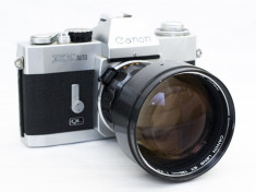 Canon EX Auto QL + Canon 125mm (aparat foto vechi functional cu film + obiectiv) foto