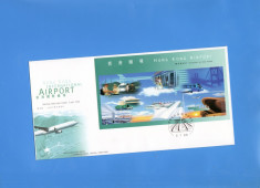 FDC HONG KONG CHINA 1998 AVIATIE TREN foto