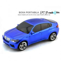 Mini Boxa portabila MP3 player + radio fm usb masina BMW X6 ALBASTRU foto
