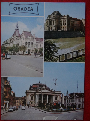 SEPT15-Vedere/Carte postala-Oradea-Consiliul Popular, Biblioteca, Teatrul foto