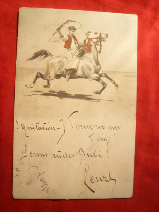 Ilustrata -Calaret in Pusta Maghiara- circ.in Ungaria 1902 -Litografie