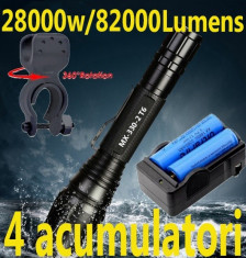 Led CREE XML T6 ZOOM 5 FAZE 4 ACUMULATORI 4200mAh incarcator + suport bicicleta foto