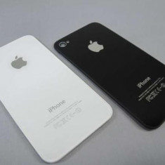 Pachet Capac spate iPhone 4 alb negru + baterie iphone 4 + folie sticla original