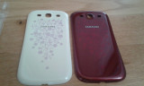 Pachet Capac spate Samsung Galaxy S3 i9300 alb rosu La Fleur + folie sticla