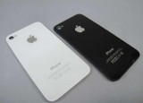Pachet Capac spate iPhone 4 alb negru + folie sticla original