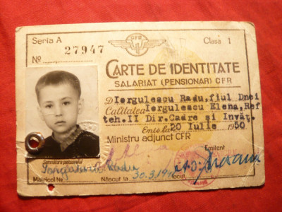 Carte Identitate - CFR emis 1950 foto