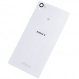 Pachet capac Sony Xperia Z1 original alb negru + folie sticla fata-spate