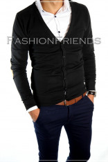 Cardigan tip ZARA negru - pulover barbati - pulover slim fit - cod 5165 foto