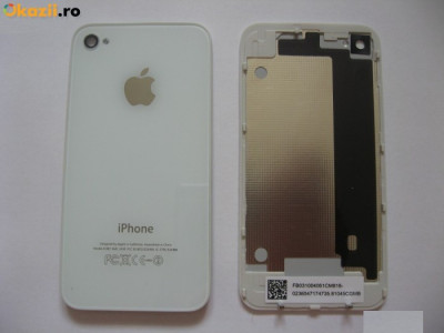 Pachet Capac spate iPhone 4s alb negru + folie sticla original foto