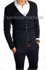 Cardigan tip Zara bleumarin - pulover barbati - pulover slim fit - cod 5166 foto