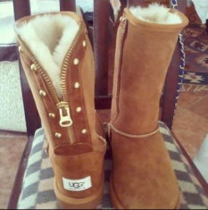 Cizme Ugg Australia Piele Blana Naturala dama Inalte Imblanite Ieftine Originale foto