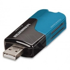 Cititor de card mini USB 2.0 negru/albastru 101707 Manhattan foto