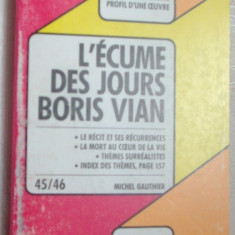 PROFIL D'UNE OEUVRE: L'ECUME DES JOURS, BORIS VIAN/ANALYSE CRITIQUE: M. GAUTHIER