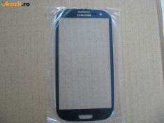 Pachet Geam + folie sticla Samsung Galaxy S3 i9300 albastru touchscreen ecran