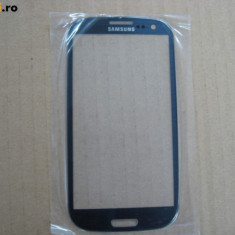Pachet Geam + folie sticla Samsung Galaxy S3 i9300 albastru touchscreen ecran