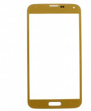 Pachet Geam + folie sticla Samsung S5 SM-G900F gold albastru touchscreen ecran