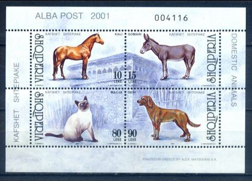 ALBANIA 2001 FAUNA ANIMALE DOMESTICE - CAI,CAINI,PISICI