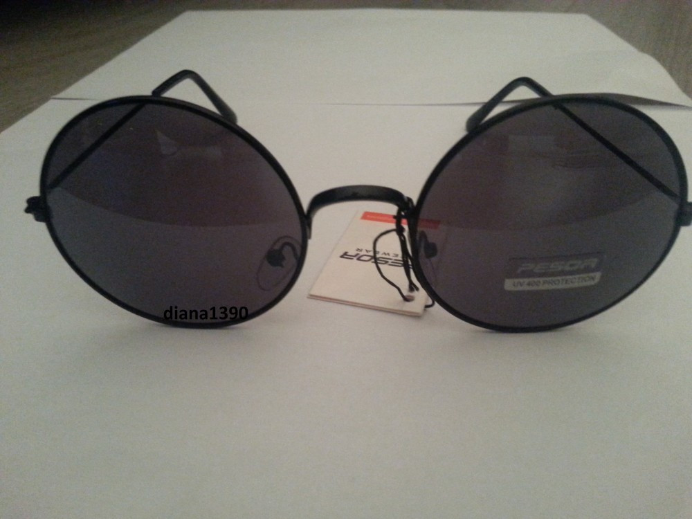 Ochelari de soare rotunzi John Lennon lentile negre style retro, Unisex,  Protectie UV 100% | Okazii.ro