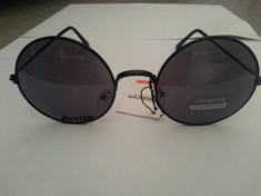 Ochelari de soare rotunzi John Lennon lentile negre style retro foto