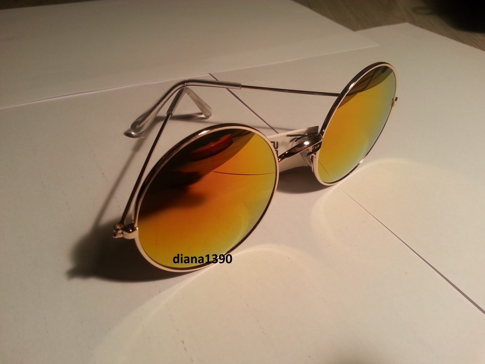 Ochelari de soare rotunzi John Lennon lentile rosii style retro, Unisex,  Protectie UV 100% | Okazii.ro