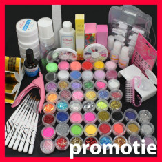 Kit unghii false geluri UV accesorii nail-art pensule manichiura pictura foto