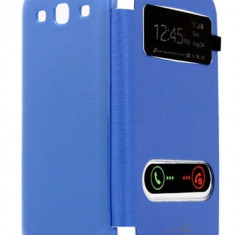 Husa toc albastra flip S View Samsung Galaxy S3 i9300 + folie ecran