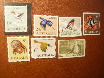 Serie mica Uzuale Fauna 1966 Australia , 7 val foto