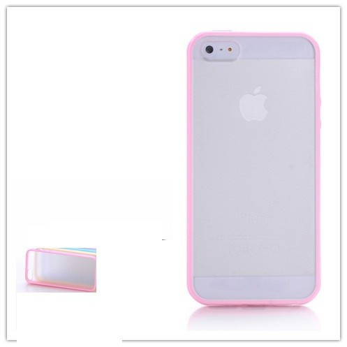 Husa silicon soft transparenta margine roz Iphone 6 Plus 5.5&quot; + folie protectie