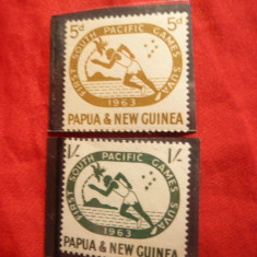 Serie- Sport -Jocurile Pacificului Sud 1963 Papua Noua-Guinee , 2 val.
