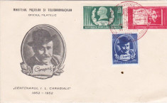 bnk fil FDC Centenarul IL Caragiale 1952 foto