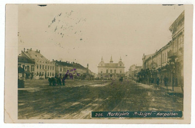 2182 - SIGHET, Maramures, Market - old postcard, real PHOTO, CENSOR - used 1917 foto