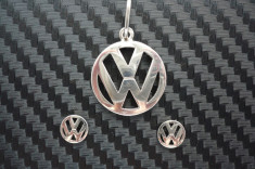 Set bijuterii VW Volkswagen (medalion + o pereche de cercei) din argint, NOU foto