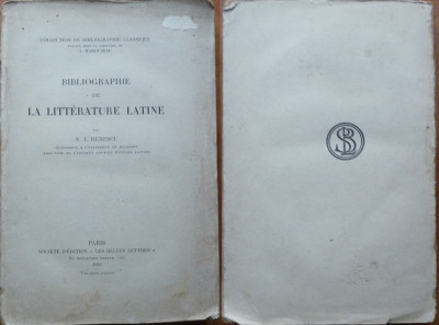 Herescu , Bibliografia literaturii latine , 1943 , cu autograf catre Petrovici foto