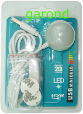 Lampa USB, pe cablu, cu LED, prindere magnetica - lumina alb/rece /01659 foto