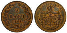 Romania - 2 Bani 1867 Heaton UNC - Piesa de Colectie ! foto