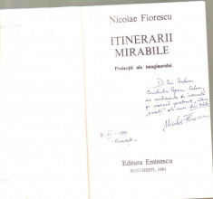 Nicolae Florescu autograf - Itinerarii mirabile (proiectii ale imaginarului) foto