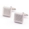 Butoni camasa silver model patrat + cutie cadou