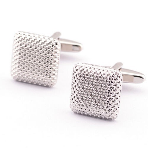 Butoni camasa silver model patrat + cutie cadou