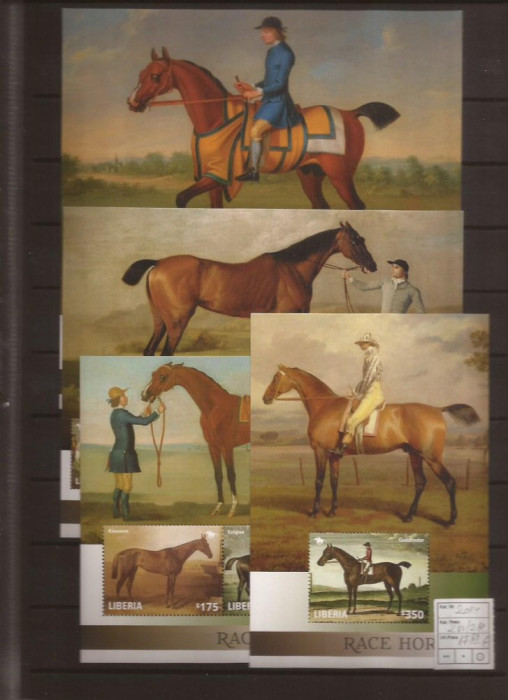 Liberia - Race Horses - 2014 - 2 souv. sheets + 2 blocke