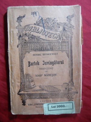H.Sienkiewicz -Bartek Invingatorul , interbelic ,trad.I.Nadejde BPT 258 foto