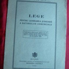 Lege pt lichidarea judiciara a Datoriilor Comerciale 1932 Monitorul Oficial