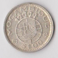 Moneda 5 escudos 1960 - Mozambic, 5 g argint 0,6500 foto